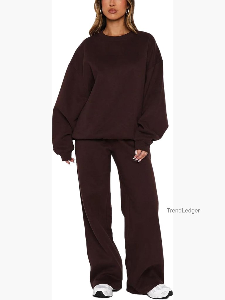 Oversized Crewneck Sweatshirt And Wide Leg Pants Lounge Set